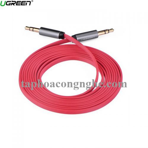 Ugreen 10796 5M màu Đỏ Cáp âm thanh 2 đầu 3.5mm dây dẹt AV119 30010796